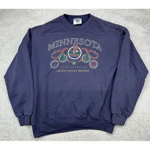 Vintage Lee Sweatshirt Adult M Blue Minnesota Great Outdoors Green Valley Resort